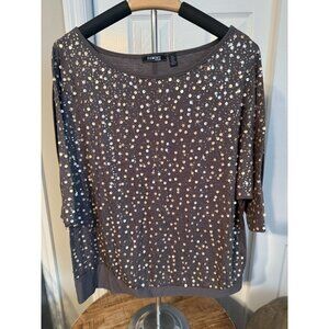 ELEMENTZ Women’s Gray Sequence Top Size 2X